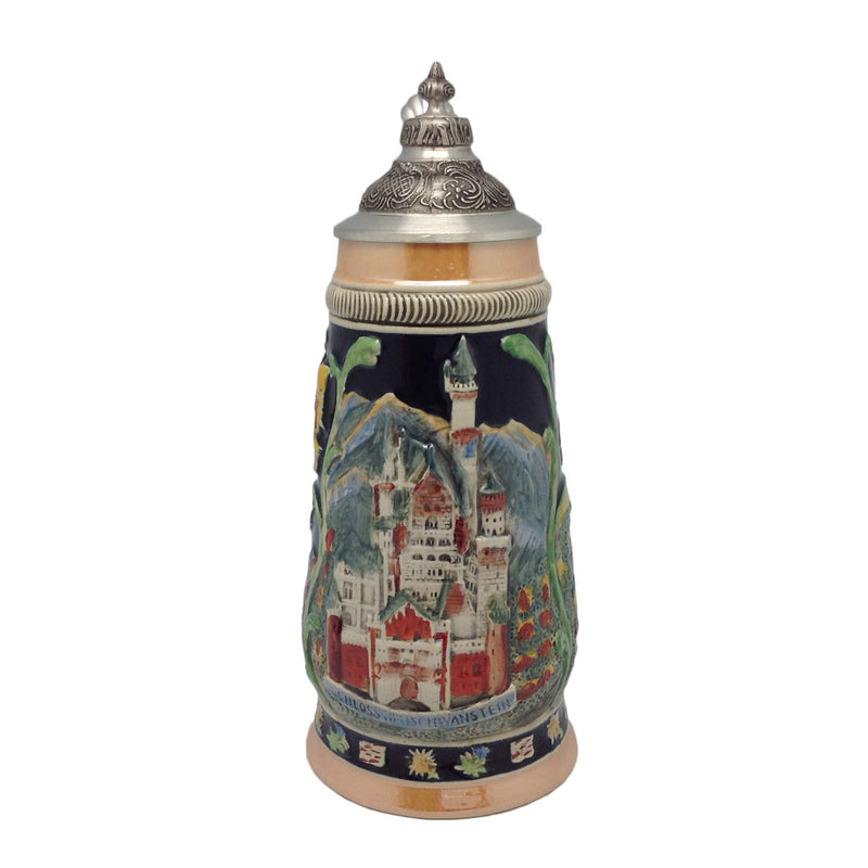 Highlights of Collectible German Beer Stein with Engraved Metal Lid