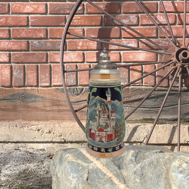 Highlights of Collectible German Beer Stein with Engraved Metal Lid