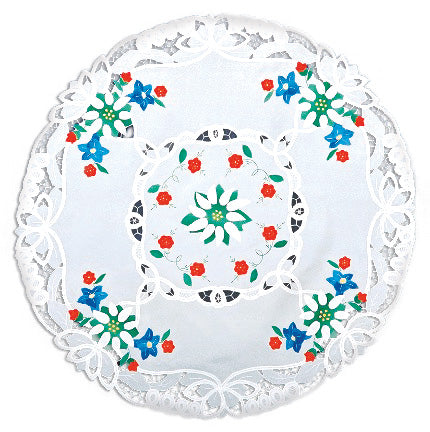 Edelweiss Round Tablecloth Lace Applique - Below $10, Collectibles, CT-700, Edelweiss, General Gift, German, Germany, Home & Garden, Linens, PS- Oktoberfest Decorations, PS-Party Supplies, Table Linens, Tablecloths, Tableware - 2 - 3 - 4