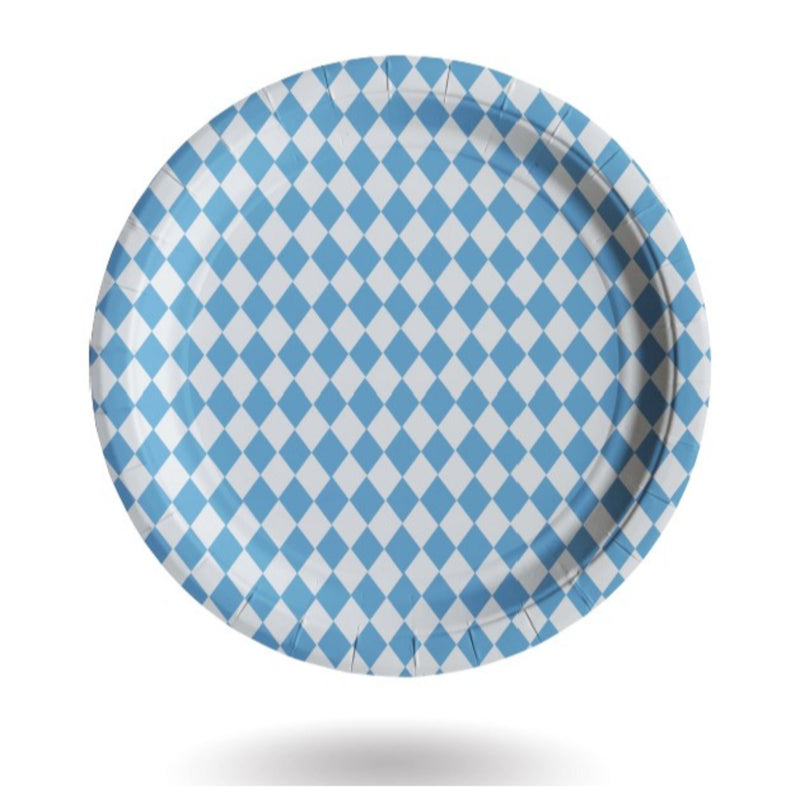 Bavarian Pattern Oktoberfest Decorations: Plates 9" - OktoberfestHaus.com