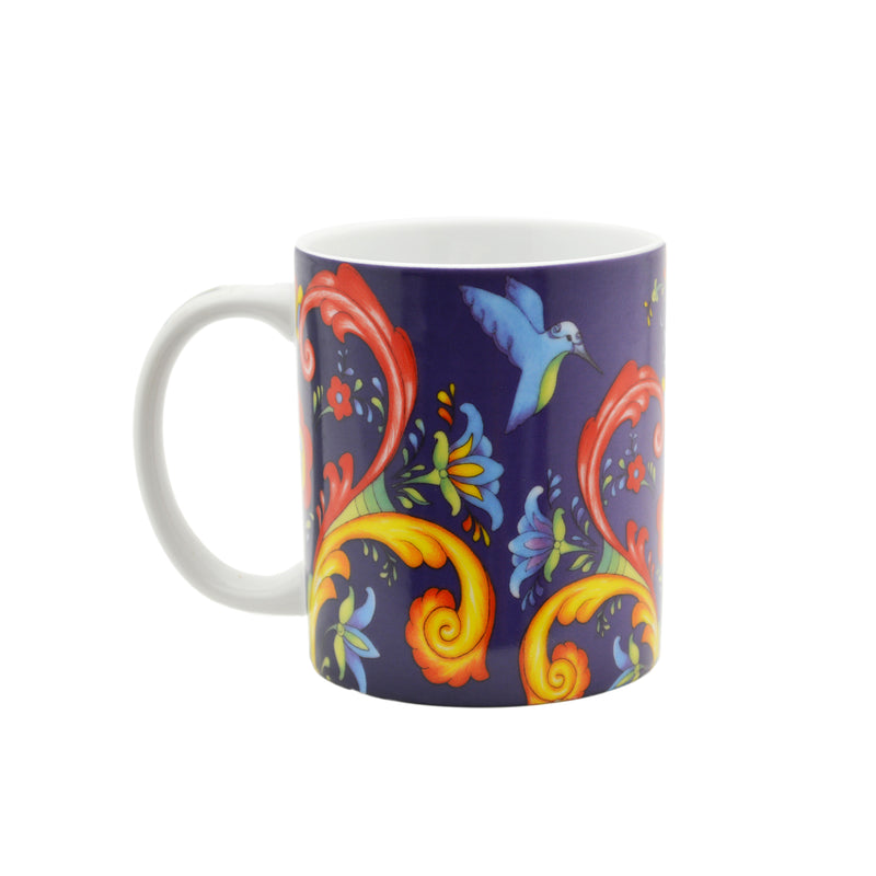 Ceramic Coffee Mug Blue Rosemaling - Coffee Mugs, Coffee Mugs-German, Coffee Mugs-Swedish, CT-500, European, New Products, NP Upload, Rosemaling, Scandinavian, Under $10, Yr-2015 - 2 - 3 - 4