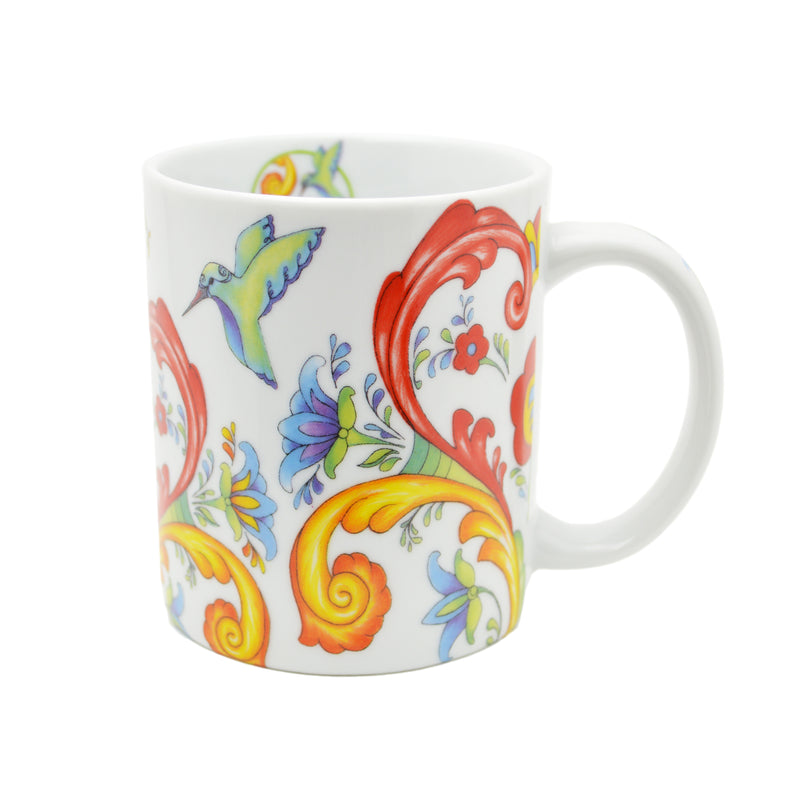 Ceramic Coffee Mug Colorful Rosemaling - Coffee Mugs, Coffee Mugs-German, Coffee Mugs-Swedish, CT-500, European, New Products, NP Upload, Rosemaling, Scandinavian, Top-SWED-A, Under $10, Yr-2015