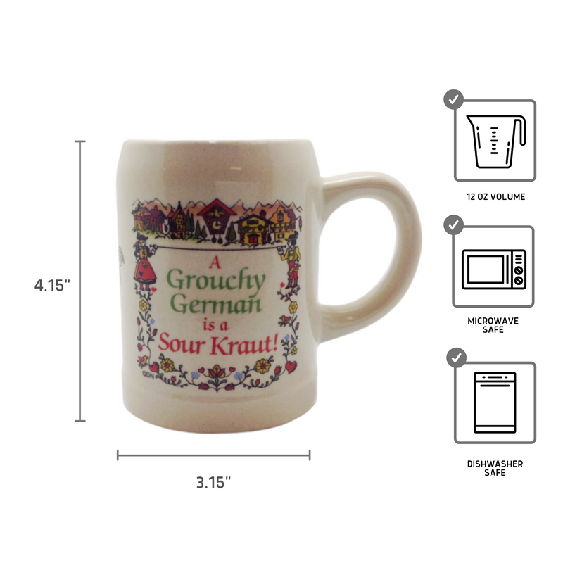 German Coffee Mug: "Grouchy German Is A Sour Kraut!"