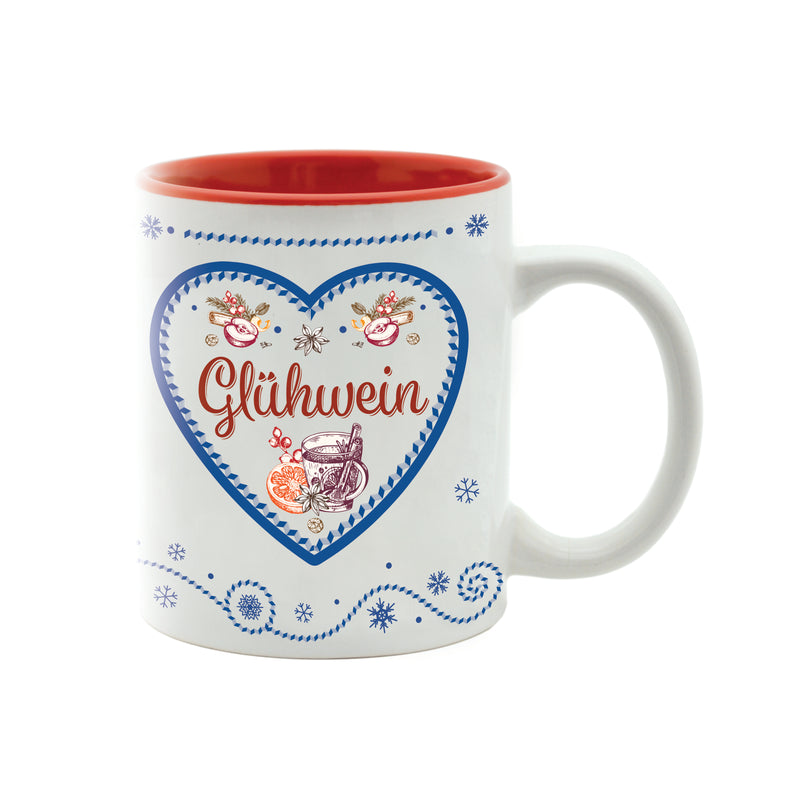 Charming Gluhwein Ceramic Mug German Heart Motif | 12 ounce