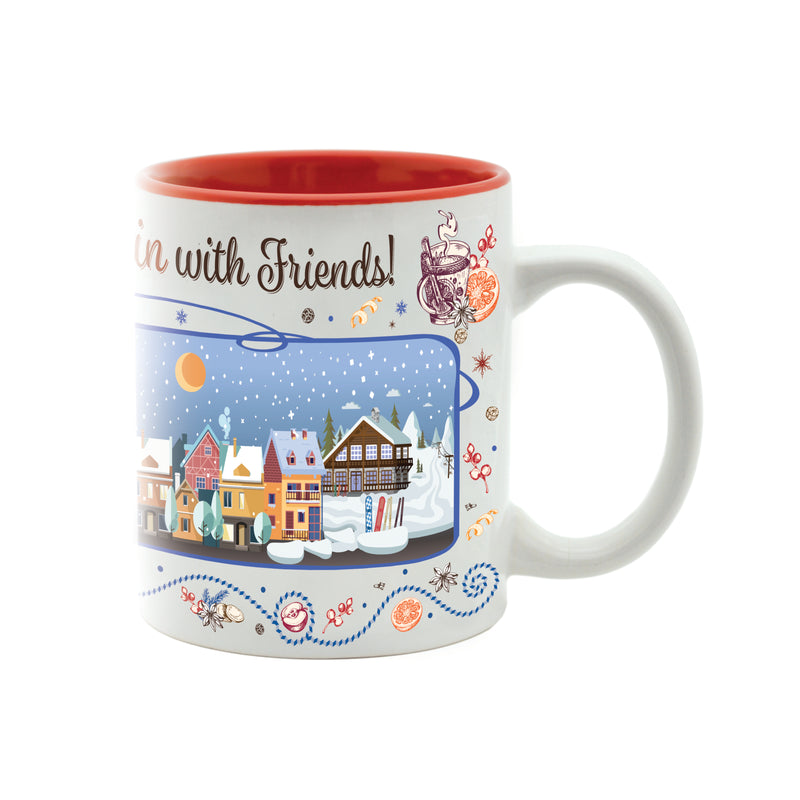 Charming Gluhwein Ceramic Mug German Winter Village Winter Scene | 12 ounce