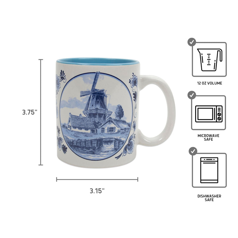 A Great Dutch Coffee Mug featuring a Delft Windmill