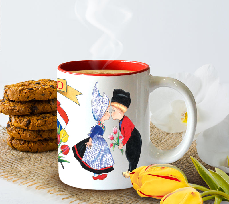 "I Love Holland" Coffee Mug with Dutch Kissing Couple