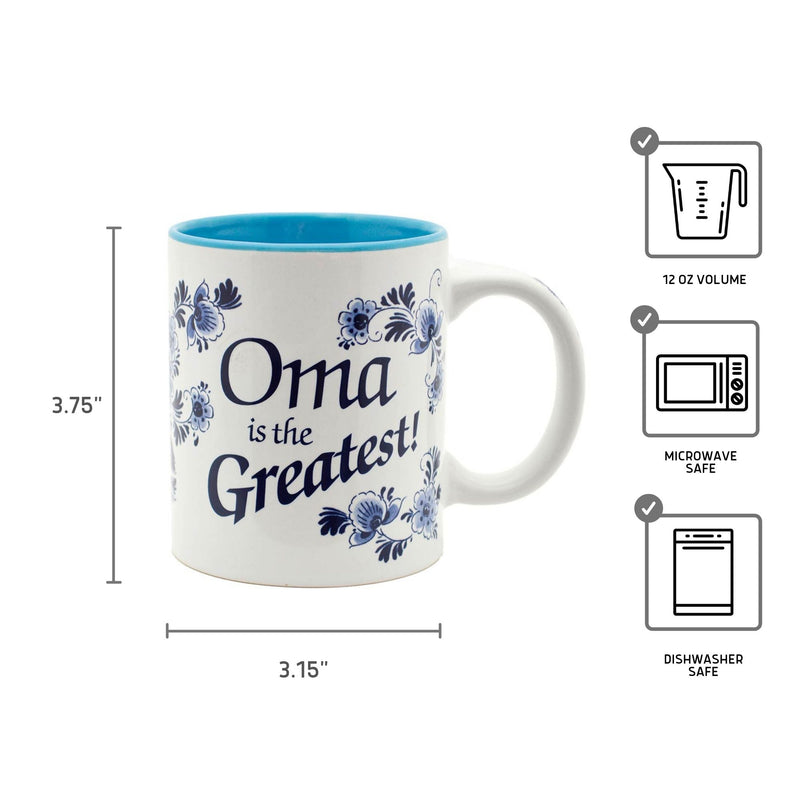 "Oma is the Greatest" German Blue Ceramic Coffee Mug