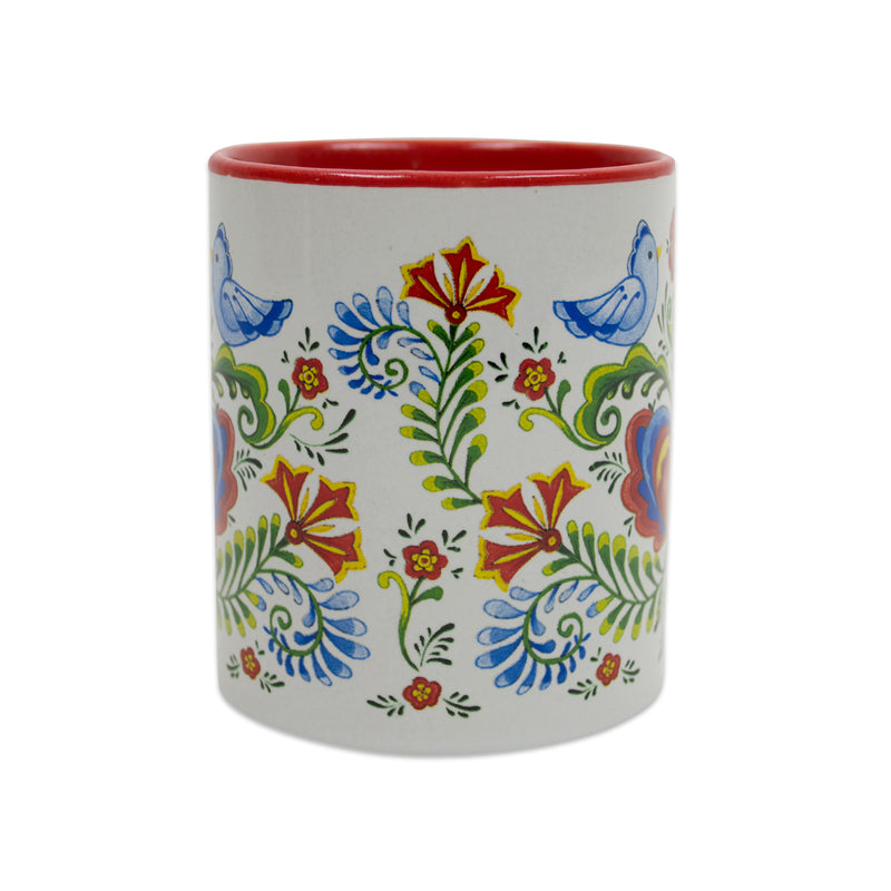 Elegant Rosemaling & Lovebirds Ceramic Coffee Mug