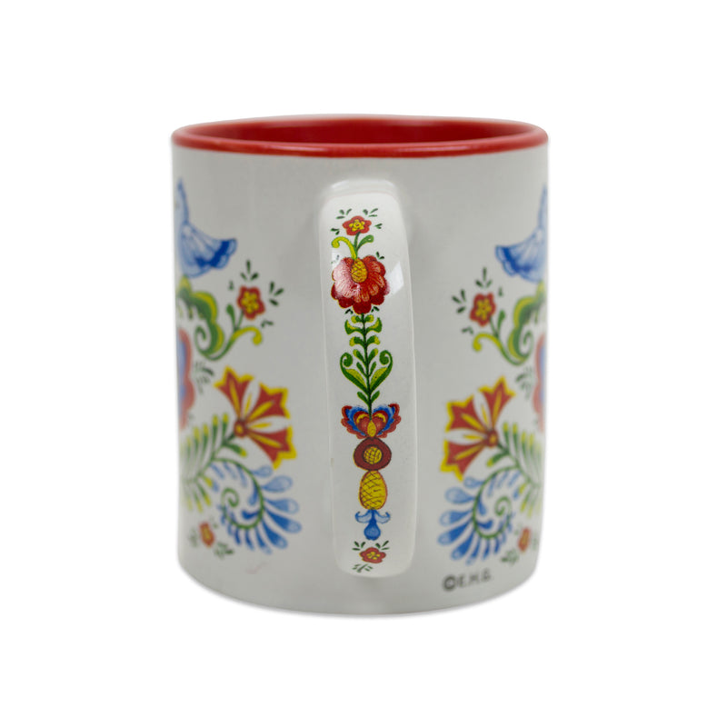 Elegant Rosemaling & Lovebirds Ceramic Coffee Mug