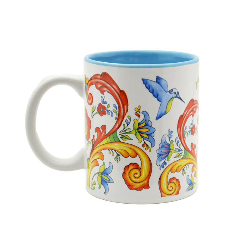 Ceramic Coffee Mug Rosemaling & Humingbird - Coffee Mugs, Coffee Mugs-German, Coffee Mugs-Swedish, CT-500, European, New Products, NP Upload, Rosemaling, Scandinavian, Top-SWED-B, Under $10, Yr-2016 - 2 - 3 - 4