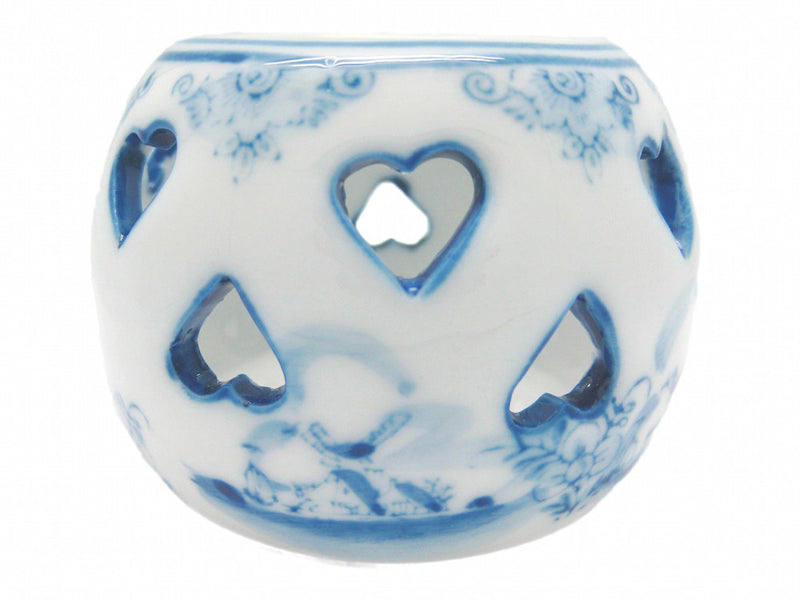 Ceramic Blue Votive Candleholder With Hearts - Candle Holders, Collectibles, Delft Blue, Dutch, Heart, Home & Garden, PS-Party Favors, Top-DTCH-B, Votive