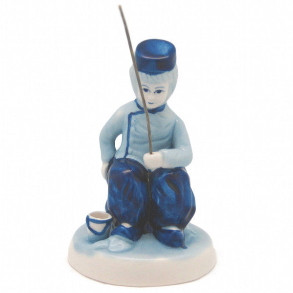 Delft Blue and White Figurine: Dutch Boy Fishing - Collectibles, Delft Blue, Dutch, Figurines, Home & Garden, PS-Party Favors