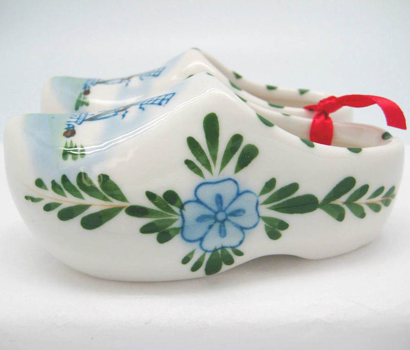 Colorful Wooden Clogs Pair with Windmill Design - 2.5 inches, 4 inches, Ceramics, CT-600, Decorations, Delft Blue, Dutch, Home & Garden, Netherlands, PS-Party Favors, PS-Party Favors Dutch, shoes, Size, Top-DTCH-A, Wooden Shoe-Ceramic, Wooden Shoes-Souvenir - 2 - 3 - 4