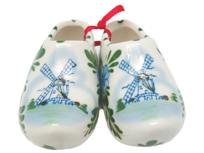 Colorful Wooden Clogs Pair with Windmill Design - 2.5 inches, 4 inches, Ceramics, CT-600, Decorations, Delft Blue, Dutch, Home & Garden, Netherlands, PS-Party Favors, PS-Party Favors Dutch, shoes, Size, Top-DTCH-A, Wooden Shoe-Ceramic, Wooden Shoes-Souvenir