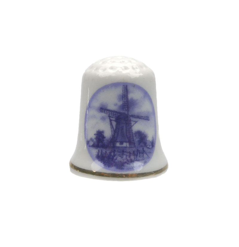 Souvenir Windmill Ceramic Thimble - Collectibles, Delft Blue, Dutch, PS-Party Favors, PS-Party Favors Dutch, Thimbles, Top-DTCH-B, Windmills