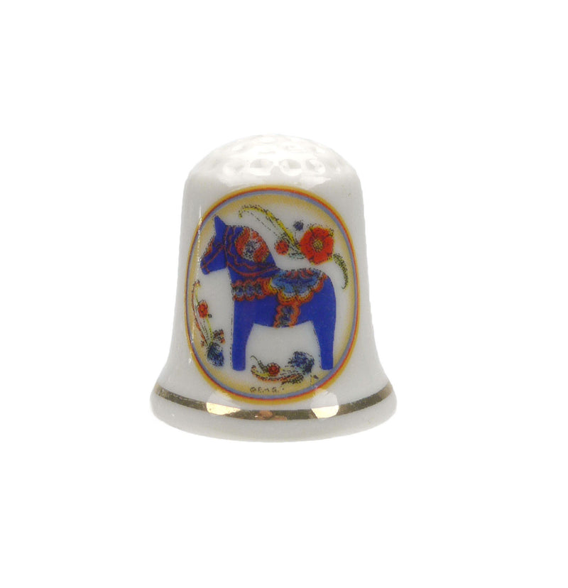 Dala Horse Thimble Blue Souvenir - Below $10, Collectibles, Dala Horse, Dala Horse Blue, PS-Party Favors, Scandinavian, swedish, Thimbles