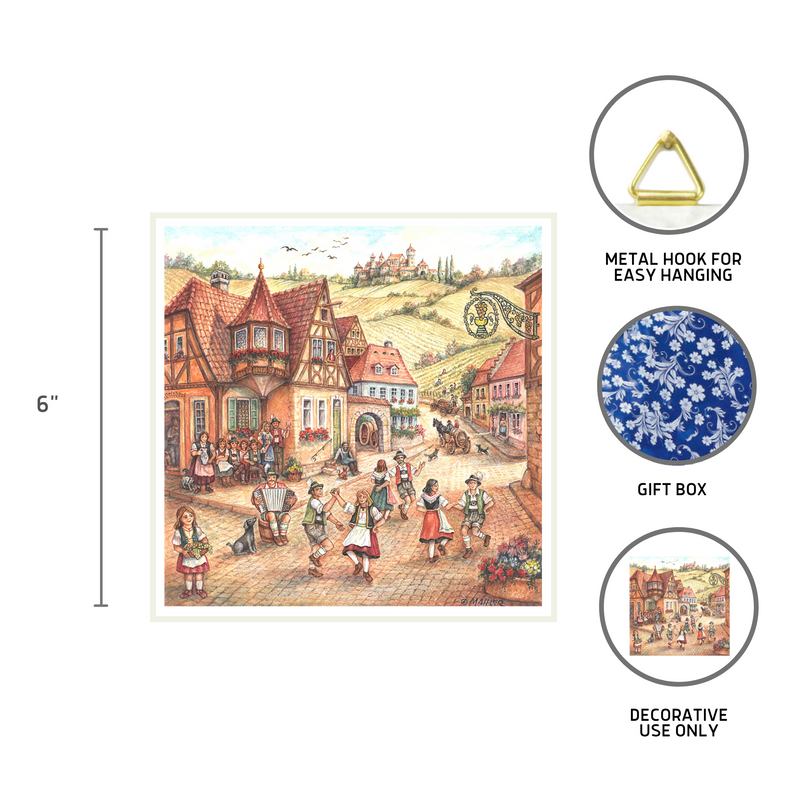 German Village Dancers Decorative Ceramic Tile