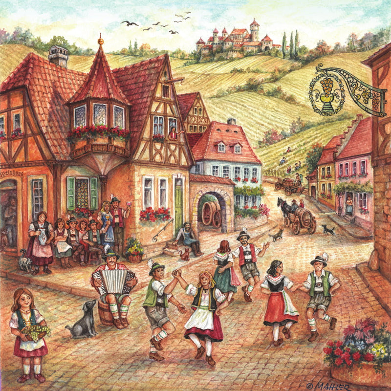 German Village Dancers Decorative Ceramic Tile