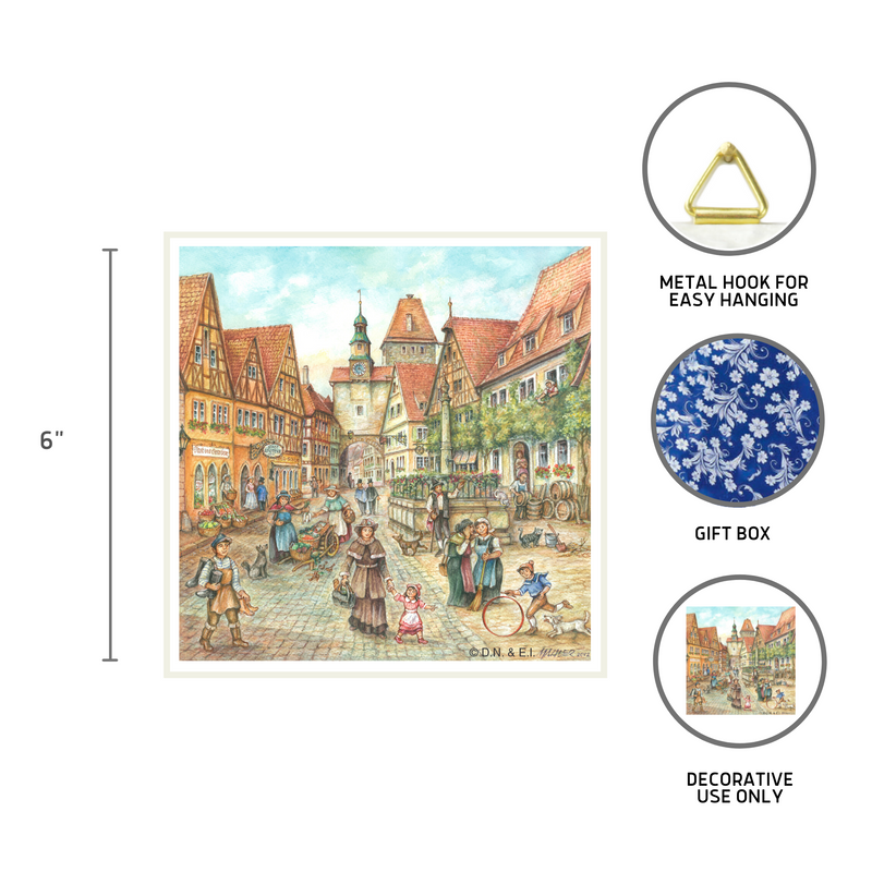 German Town Scene Decorative Ceramic Tile