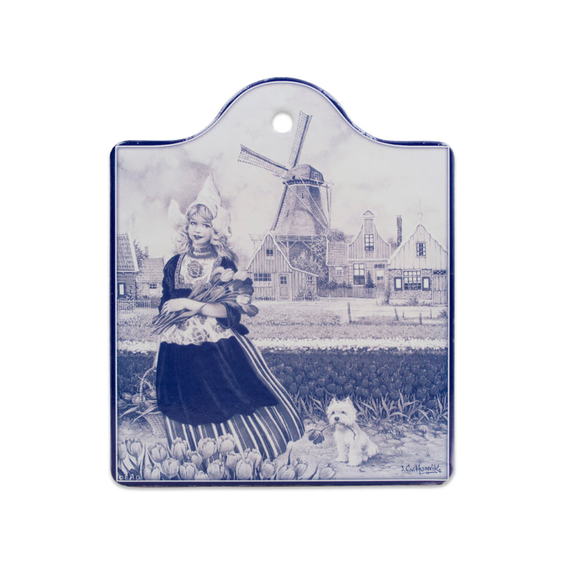 Tulip Girl in Blue Cheeseboard With Cork Backing