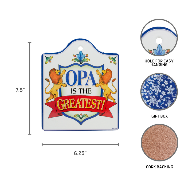 Opa Is The Greatest Ceramic Cheeseboard with Cork Backing
