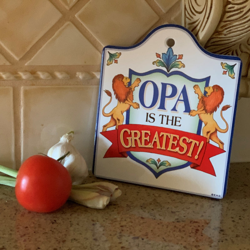 Opa Is The Greatest Ceramic Cheeseboard with Cork Backing