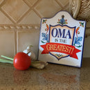 Oma is the greatest Ceramic Cheeseboard with Cork Backing: Oma