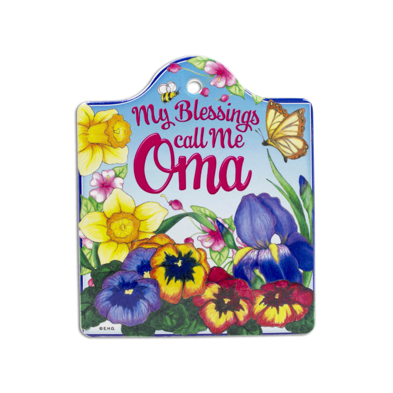 "My Blessings Call Me Oma" Ceramic Cheeseboard Kitchen Trivet