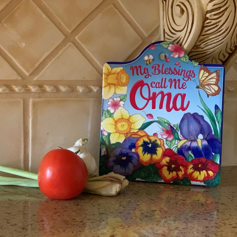 "My Blessings Call Me Oma" Ceramic Cheeseboard Kitchen Trivet