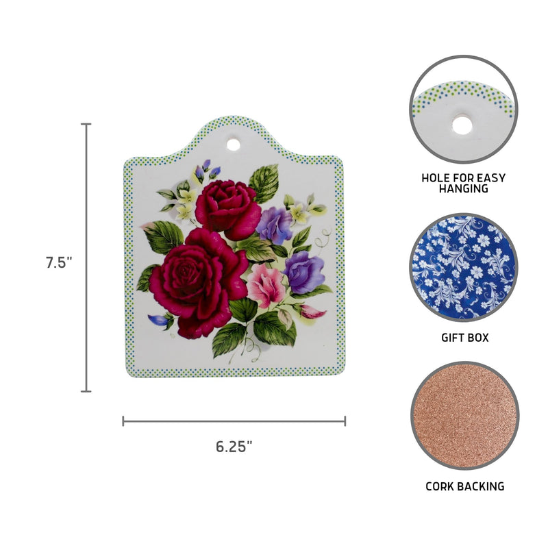 Ceramic Cheeseboard with Cork Backing: Roses