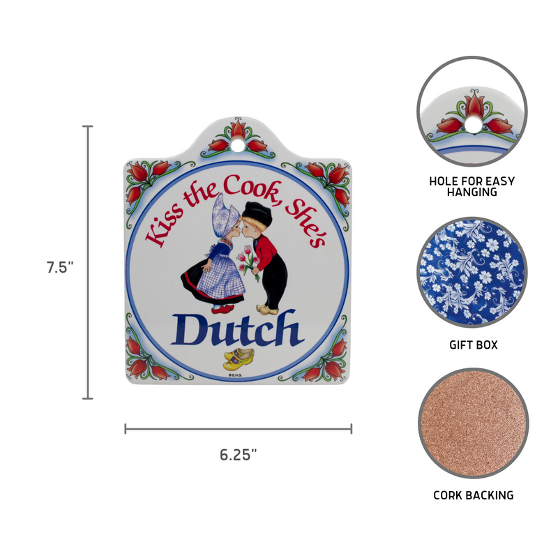 Cork Backed Ceramic Cheeseboard: Dutch