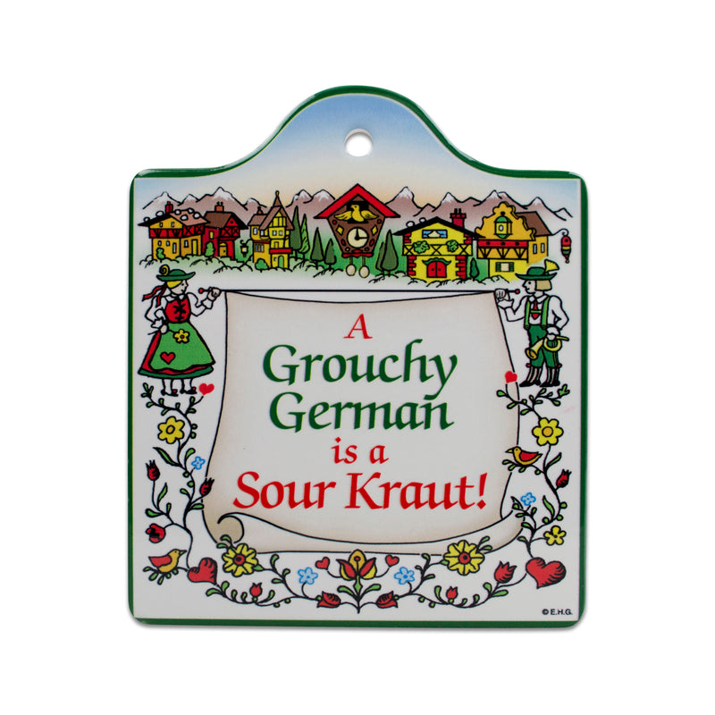 Cork Backed Ceramic Cheeseboard: Grouchy German