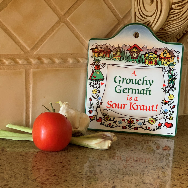 Cork Backed Ceramic Cheeseboard: Grouchy German