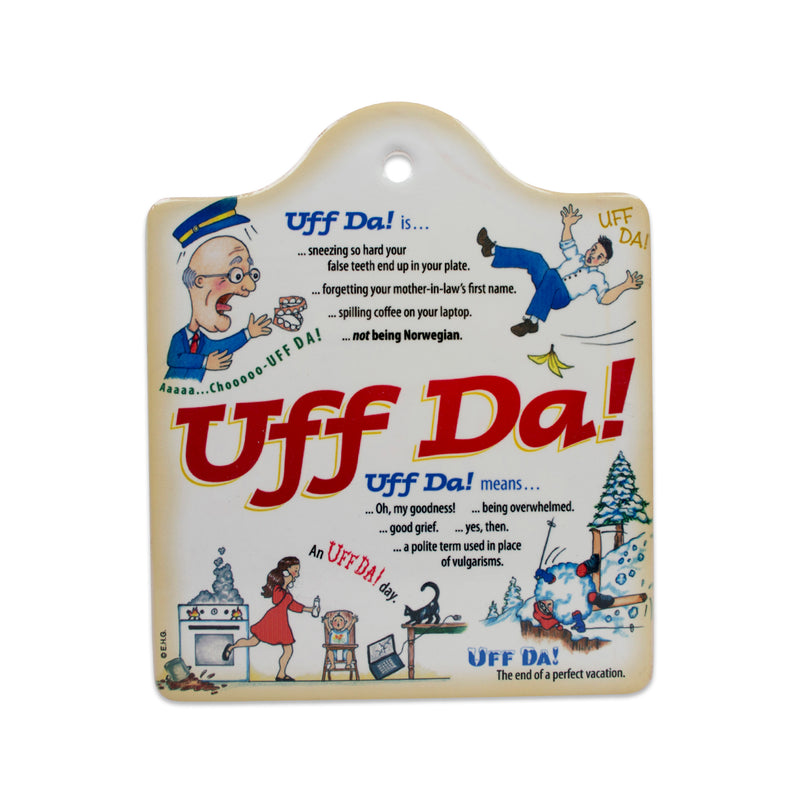 Cork Backed Ceramic Cheeseboard: Uff Da