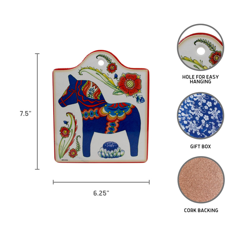 Cork Backed Ceramic Cheeseboard: Blue Horse