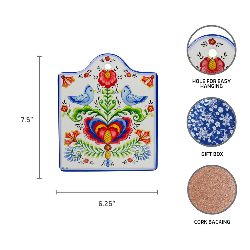Cork Backed Ceramic Cheeseboard Lovebirds