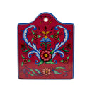 Red Rosemaling Ceramic Cheeseboard w/ Cork Backing