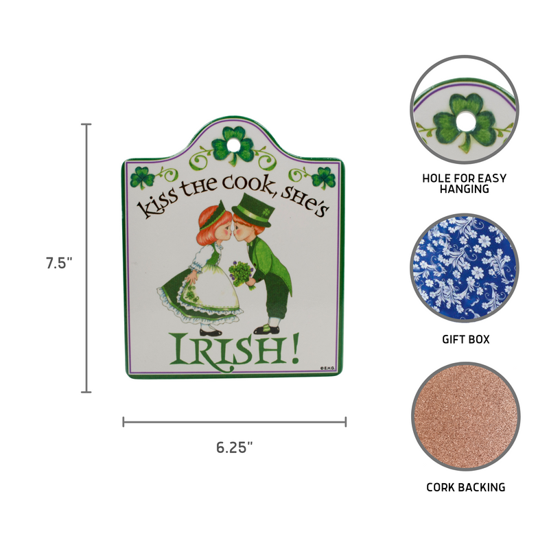 Ceramic Cheeseboard with Cork Backing: Irish