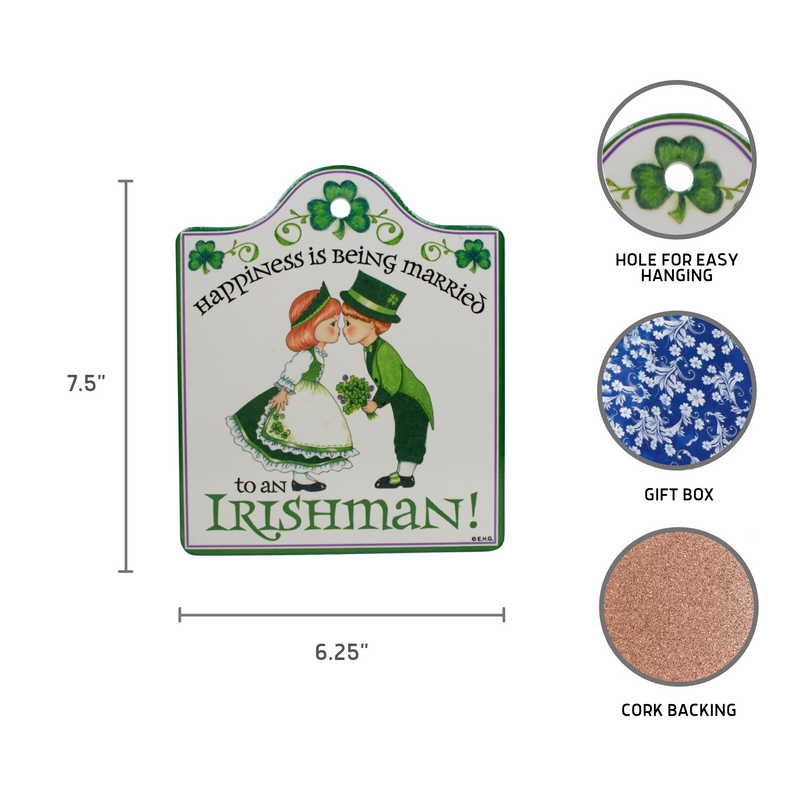 Irish: Ceramic Cheeseboard with Cork Backing