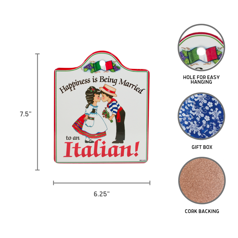Italian: Ceramic Cheeseboard with Cork Backing