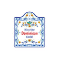 "Kiss the Dominican Cook" Spanish Gift Idea Latino Regalo Ceramic Cheeseboard Decorative 7.5" Trivet Bird Motif with Cork Backing