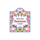 "Kiss the Puerto Rican Cook" Spanish Gift Idea Latino Regalo Ceramic Cheeseboard Decorative 7.5" Trivet Bird Motif with Cork Backing