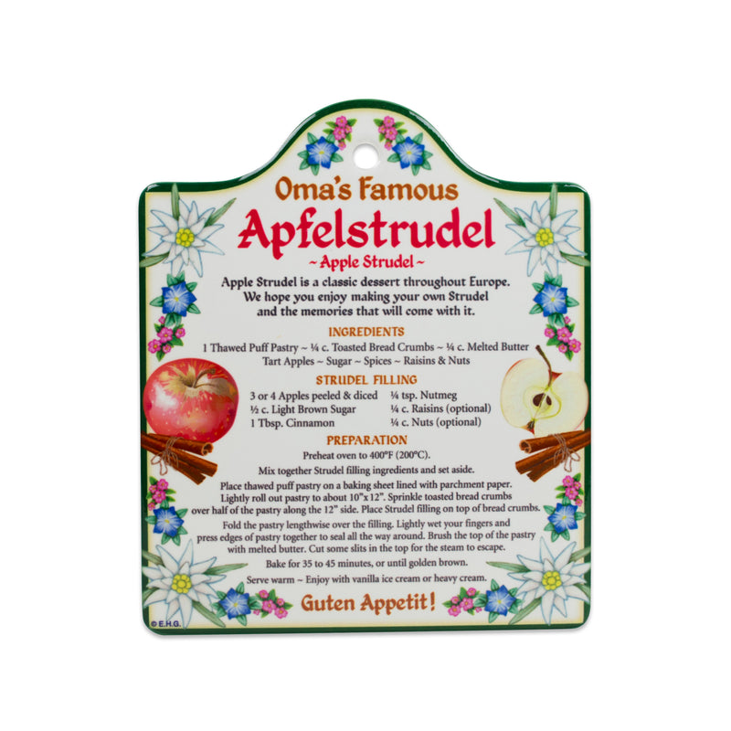 Ceramic Trivet with German Apfel Strudel Recipe