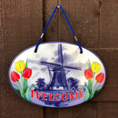 Welcome Windmill Tulips Decorative Ceramic Door Sign