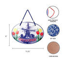 Welcome Windmill Tulips Decorative Ceramic Door Sign