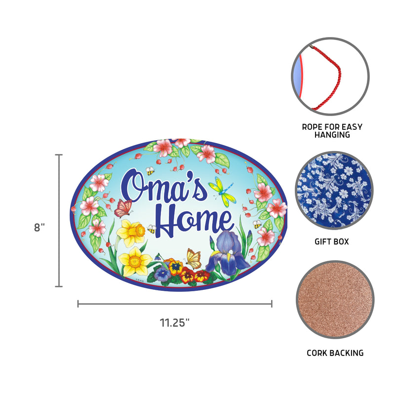 "Oma's Home" Decorative Oma Gift Idea Ceramic Door Sign