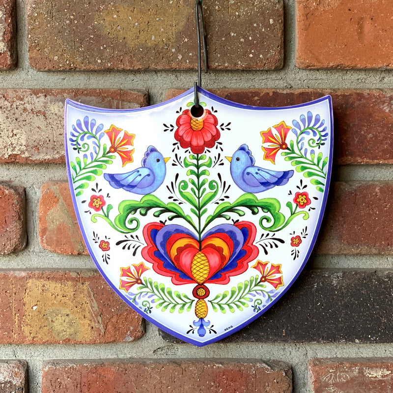 Ceramic Decoration Shield Lovebirds