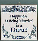 Happiness Married Dane:Inspirational Wall Plaque - Below $10, Collectibles, CT-205, Danish, Home & Garden, Kissing Couple, Kitchen Decorations, SY: Happiness Married to Danish, Tiles-Danish