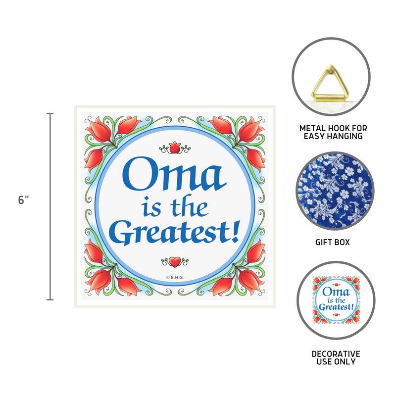 Gift Oma German Wall Plaque Tile